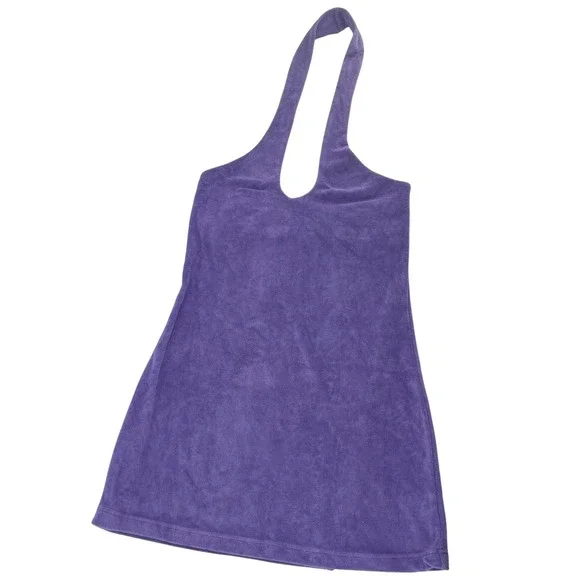 Fabletics Island Terry Halter Dress Purple Terry Cloth Beach Medium - Picture 1 of 6